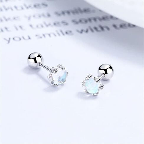 3Pcs Pure Titanium Hypoallergenic Earrings, Opal/Moonstone/Cat's Eye/Blue Turquoise 925 Sterling Silver Stud Earrings, Implant Grade, Delicate Jewelry For Sensitive Ears in Saudi Arabia