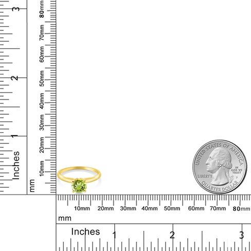 Gem Stone King 14K Yellow Gold Green Peridot Solitaire Engagement 4-Prong Ring For Women | 1.00 Cttw | Round 6MM | Gemstone Birthstone | Wedding Engagement Anniversary Promise Ring For Women in Saudi Arabia