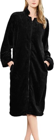 رداء Heartnice Womens Flannel Zipper ، أردية دافئة ناعمة للنساء مريحة طويلة الأكمام Loungewear in Saudi Arabia