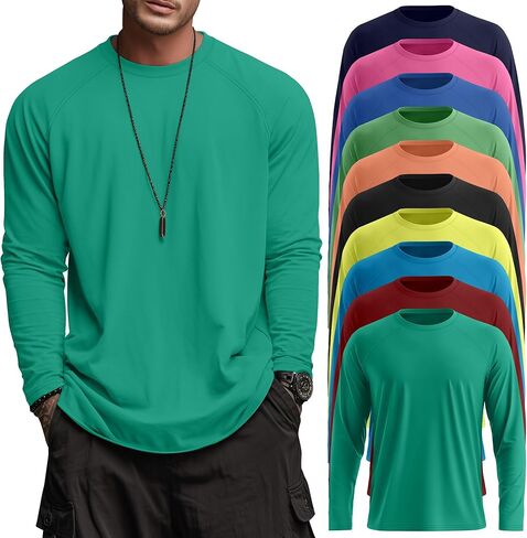 Velvelhall 10 Pack Men Big and Tall Cotton Shirts Long Sleeve Tops in Saudi Arabia