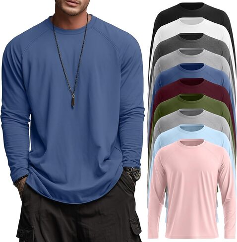 Velvelhall 10 Pack Men Big and Tall Cotton Shirts Long Sleeve Tops in Saudi Arabia