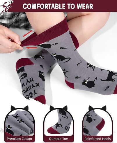 KIDSBETT Funny Cat Socks Gifts for Women Men, Novelty Animal Kitten Crew Dress Socks Casual Cozy Crazy Pet Owners Themed Stocking Gift for Cat Lovers Mom Dad Girls in Saudi Arabia