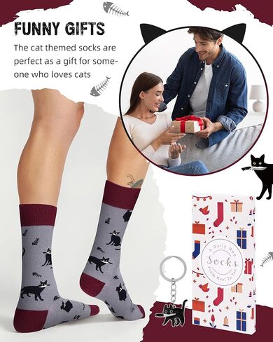 KIDSBETT Funny Cat Socks Gifts for Women Men, Novelty Animal Kitten Crew Dress Socks Casual Cozy Crazy Pet Owners Themed Stocking Gift for Cat Lovers Mom Dad Girls in Saudi Arabia