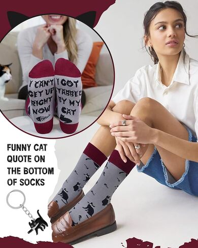 KIDSBETT Funny Cat Socks Gifts for Women Men, Novelty Animal Kitten Crew Dress Socks Casual Cozy Crazy Pet Owners Themed Stocking Gift for Cat Lovers Mom Dad Girls in Saudi Arabia