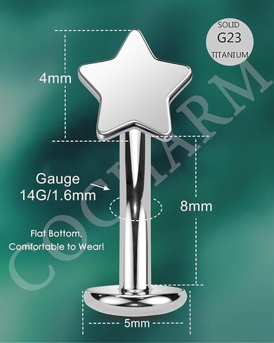 COCHARM Floating Belly Button Rings 14G 8MM G23 Solid Titanium Belly Navel Rings for Women Internally Thread Navel Piercing Jewelry in Saudi Arabia