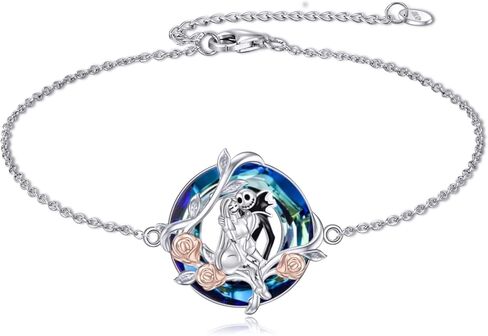 LILALO Nightmare Bracelet Sterling Silver Abalone Shell Jack and Sally Bracelet Skull Jewelry in Kuwait