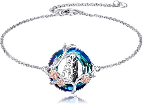 LILALO Nightmare Bracelet Sterling Silver Abalone Shell Jack and Sally Bracelet Skull Jewelry in Kuwait