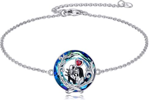 LILALO Nightmare Bracelet Sterling Silver Abalone Shell Jack and Sally Bracelet Skull Jewelry in Kuwait