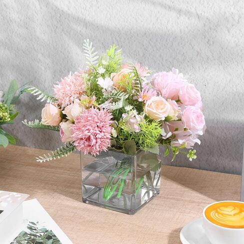 12 Pcs Clear Square Vases Acrylic for Centerpieces-4'' x 4'' Cube Square Flower Vase Bulk, Plastic Vases Container for Flowers Centerpieces Office Home Table Wedding Floral Plant in Saudi Arabia