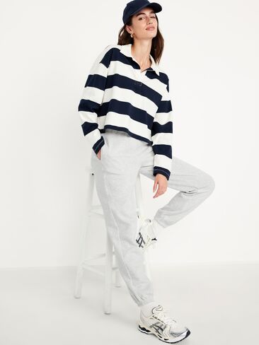 بنطال رياضي SoComfy Jogger عالي الخصر من Old Navy - رمادي فاتح منقط in Saudi Arabia