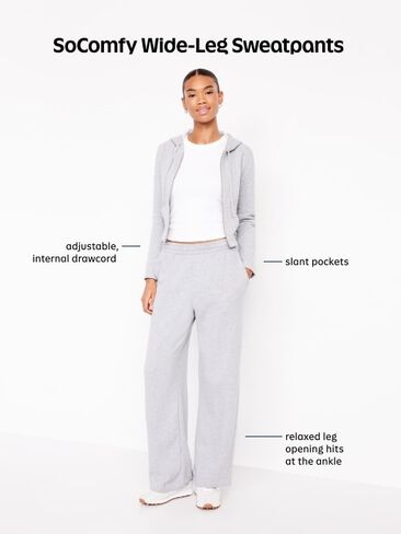 Old Navy بنطال رياضي عالي الخصر SoComfy واسع الساق - Howlite in Saudi Arabia