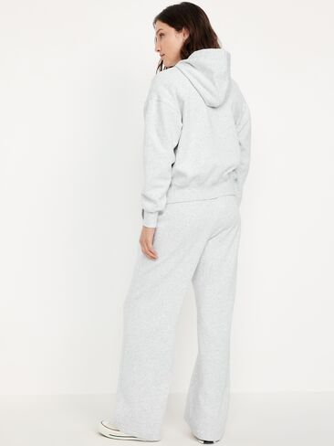 Old Navy بنطال رياضي عالي الخصر SoComfy واسع الساق - رمادي فاتح منقط in Saudi Arabia