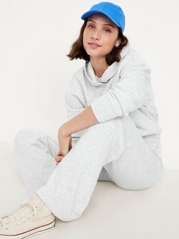 Old Navy بنطال رياضي عالي الخصر SoComfy واسع الساق - رمادي فاتح منقط in Saudi Arabia