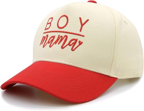 Qoyupuza Boy Mama Trucker Hats for Women, Embroidered Boy Mom Baseball Cap Two Tone Snapback Cap, Christmas Birthday Gifts in Saudi Arabia