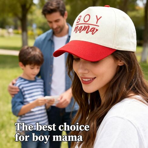 Qoyupuza Boy Mama Trucker Hats for Women, Embroidered Boy Mom Baseball Cap Two Tone Snapback Cap, Christmas Birthday Gifts in Saudi Arabia