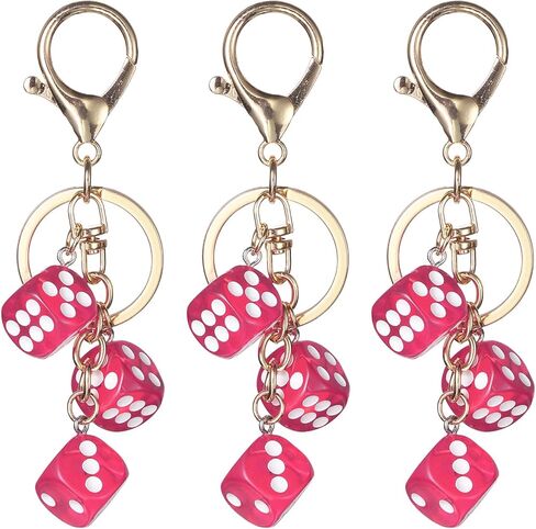 PATIKIL Lucky Dice Keychain Charm, Resin 3D Cube Square Mini Dice Keyrings Holder with 3 Pendants for Wallet, Purse in Saudi Arabia