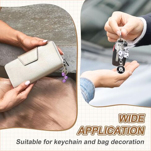 PATIKIL Lucky Dice Keychain Charm, Resin 3D Cube Square Mini Dice Keyrings Holder with 3 Pendants for Wallet, Purse in Saudi Arabia