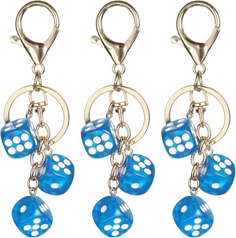 PATIKIL Lucky Dice Keychain Charm, Resin 3D Cube Square Mini Dice Keyrings Holder with 3 Pendants for Wallet, Purse in Saudi Arabia