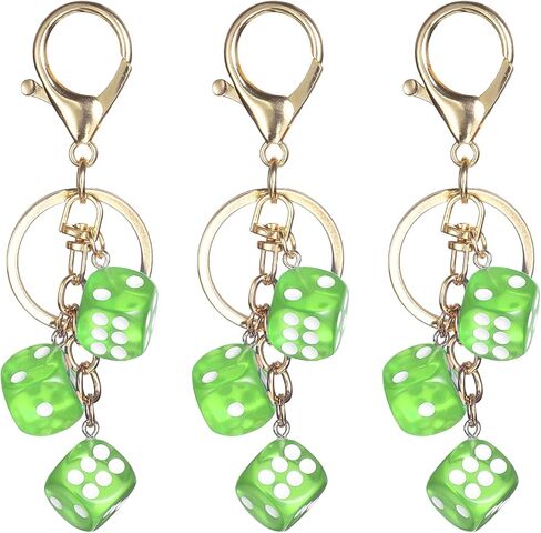 PATIKIL Lucky Dice Keychain Charm, Resin 3D Cube Square Mini Dice Keyrings Holder with 3 Pendants for Wallet, Purse in Saudi Arabia