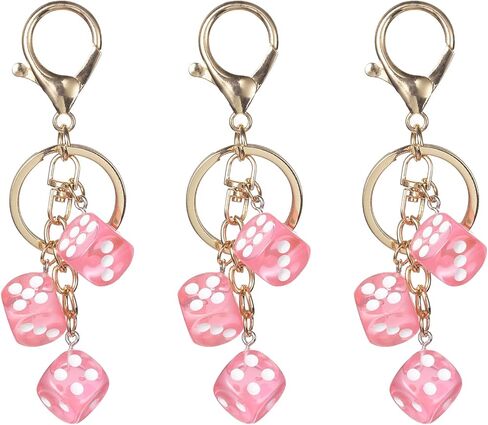 PATIKIL Lucky Dice Keychain Charm, Resin 3D Cube Square Mini Dice Keyrings Holder with 3 Pendants for Wallet, Purse in Saudi Arabia