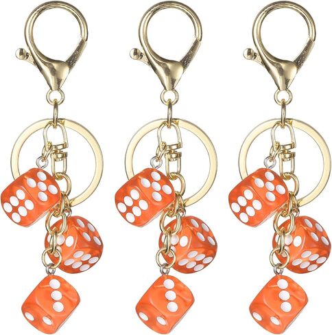 PATIKIL Lucky Dice Keychain Charm, Resin 3D Cube Square Mini Dice Keyrings Holder with 3 Pendants for Wallet, Purse in Saudi Arabia