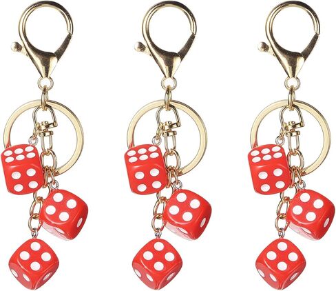 PATIKIL Lucky Dice Keychain Charm, Resin 3D Cube Square Mini Dice Keyrings Holder with 3 Pendants for Wallet, Purse in Saudi Arabia