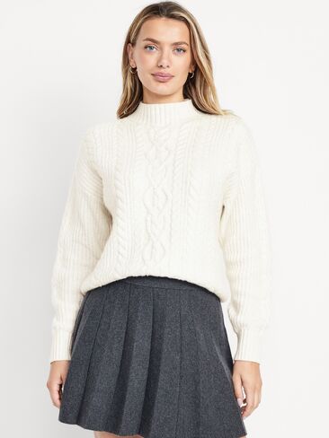 سترة قصيرة ذات رقبة وهمية من Old Navy SoSoft - لون هيذر الطباشيري in Kuwait