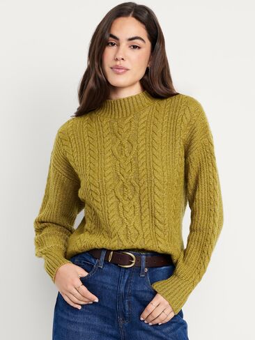 سترة قصيرة ذات رقبة وهمية من Old Navy SoSoft - زيتوني جبلي in Kuwait