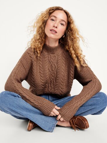 سترة كبل قصيرة ذات رقبة وهمية من Old Navy SoSoft - مسار نومادي in Kuwait