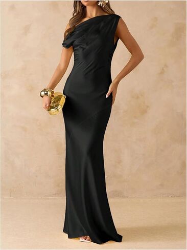 Floerns Women's One Shoulder Bodycon Cocktail Dress Sleeveless Fishtail Formal Wedding Guest Maxi Dresses in Kuwait