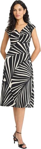 Maggy London Womens Wrap V-Neck Sleeveless Midi Self-tie Waist-Lightweight Woven Fabric Cocktail Dresses in Saudi Arabia