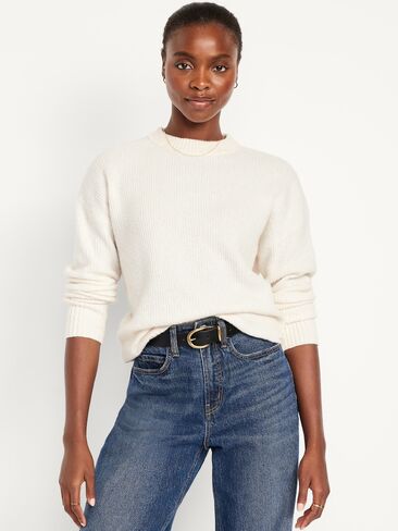 Old Navy SoSoft Crew-Neck Tunic Sweater - CHALK HEATHER in Saudi Arabia