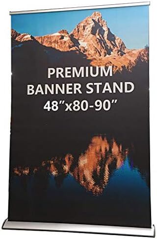 5665 Deluxe Deluxe Retractable Stand Stand عرض 33.5 "× 72-90 بوصة (الوقوف فقط) مع حقيبة قماش مبطنة وصندوق للتجارة والأحداث in Kuwait