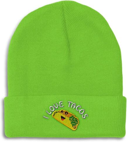 Beanies for Men I Love Tacos Taco Embroidery Tacos Funny Winter Hats for Women Acrylic Skull Cap 1 Size in Saudi Arabia