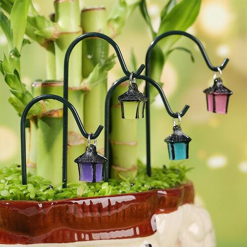 6 Pieces Luminescent Lantern Ornament, Bonsai Mini Figurine for Garden & Home Decor in Saudi Arabia