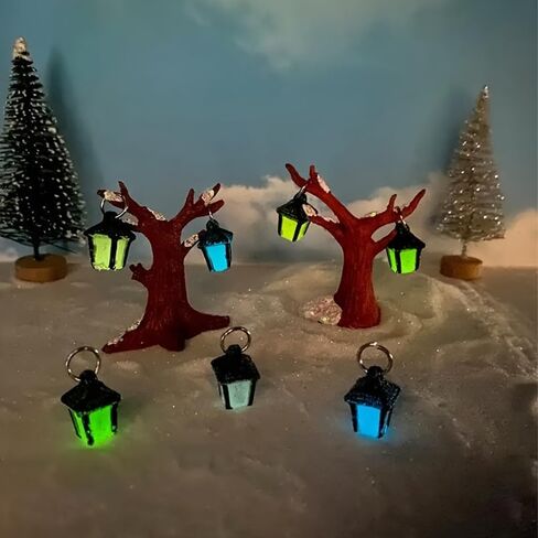 6 Pieces Luminescent Lantern Ornament, Bonsai Mini Figurine for Garden & Home Decor in Saudi Arabia