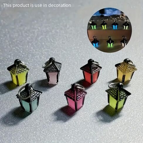 6 Pieces Luminescent Lantern Ornament, Bonsai Mini Figurine for Garden & Home Decor in Saudi Arabia