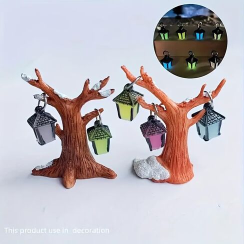 6 Pieces Luminescent Lantern Ornament, Bonsai Mini Figurine for Garden & Home Decor in Saudi Arabia