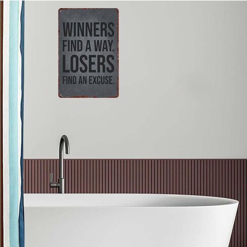 Vintage metal sign Aluminum Decorative Sign "Winners Find A Way Losers Find An Excuse" 12x8inch Wall Art Poster Home Office Decoration in Kuwait