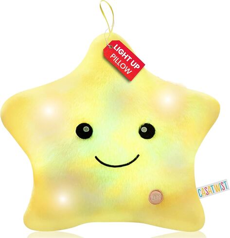 CASATWIST Premium 15" Twinkle Star Light Up وسادة فخمة مع أضواء، ألعاب حسية للأطفال المصابين بالتوحد، ديكور غرفة الأولاد والبنات ADHD لطيف يتوهج في الظلام هدية ليلية للنجوم in Saudi Arabia