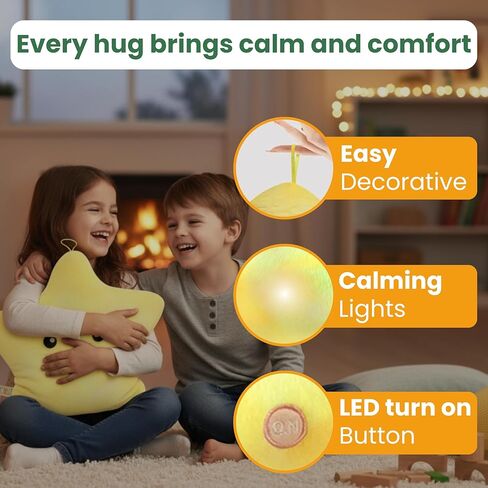 CASATWIST Premium 15" Twinkle Star Light Up وسادة فخمة مع أضواء، ألعاب حسية للأطفال المصابين بالتوحد، ديكور غرفة الأولاد والبنات ADHD لطيف يتوهج في الظلام هدية ليلية للنجوم in Saudi Arabia