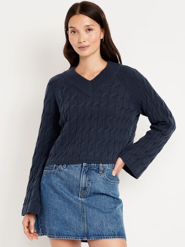 سترة قصيرة من الصوف المخلوط برقبة على شكل حرف V من Old Navy - عمق القطب الشمالي in Kuwait