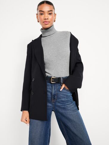 سترة ذات ياقة مدورة مضلعة من Old Navy SoSoft Lite - رمادي منقط in Saudi Arabia