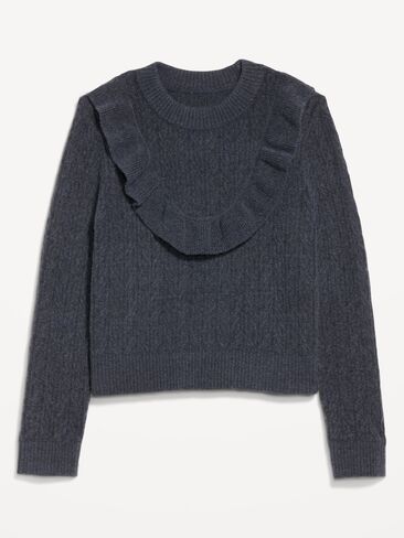 Old Navy Wool-Blend Cropped Ruffle Sweater - Inkwell in Saudi Arabia
