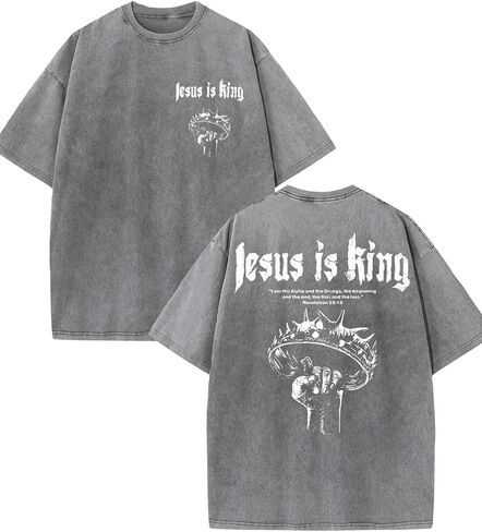 PSPSXT Christian Bible Verse T-Shirt, Vintage Washed Oversized Graphic Tee, Heavyweight Cotton Faith Streetwear Men Women in Saudi Arabia
