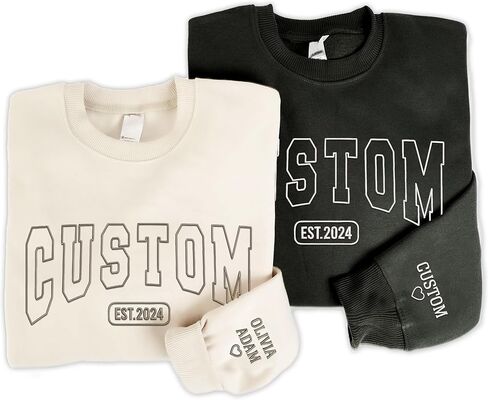 Giantbighands Embroidered Dad Crewneck Kids Names Sweatshirt, Dad Sweatshirt, Dad Gift, Pregnancy Reveal, Gift for New Dad in Saudi Arabia