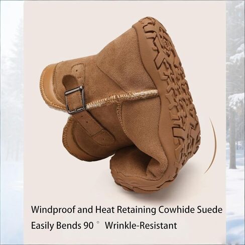 JYukaichen Women Winter Barefoot Boots Outdoor Wide Toe Hiking Snow Boot Warm Fur Ankle Womens Buckle Decor Windproof Heat Retaining Snow Booties in Saudi Arabia