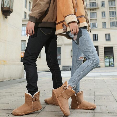 JYukaichen Women Winter Barefoot Boots Outdoor Wide Toe Hiking Snow Boot Warm Fur Ankle Womens Buckle Decor Windproof Heat Retaining Snow Booties in Saudi Arabia