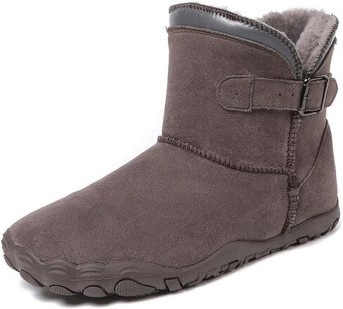 JYukaichen Women Winter Barefoot Boots Outdoor Wide Toe Hiking Snow Boot Warm Fur Ankle Womens Buckle Decor Windproof Heat Retaining Snow Booties in Saudi Arabia