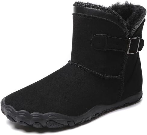 JYukaichen Women Winter Barefoot Boots Outdoor Wide Toe Hiking Snow Boot Warm Fur Ankle Womens Buckle Decor Windproof Heat Retaining Snow Booties in Saudi Arabia